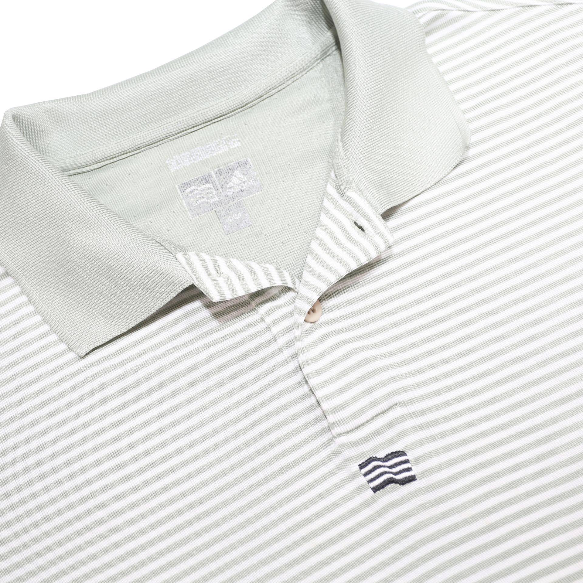 ADIDAS Mens White & Grey Striped Short Sleeve Polo Shirt M Performance Golf