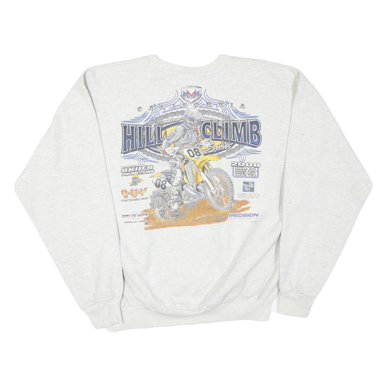 Mens Cream Hillclimb Graphic Pullover Crew Neck L Cotton Blend Jersey Motocross
