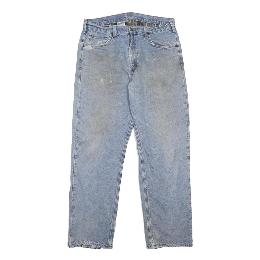 CARHARTT Mens Blue Relaxed Straight Denim Cotton Stone Wash W34 L32 Workwear