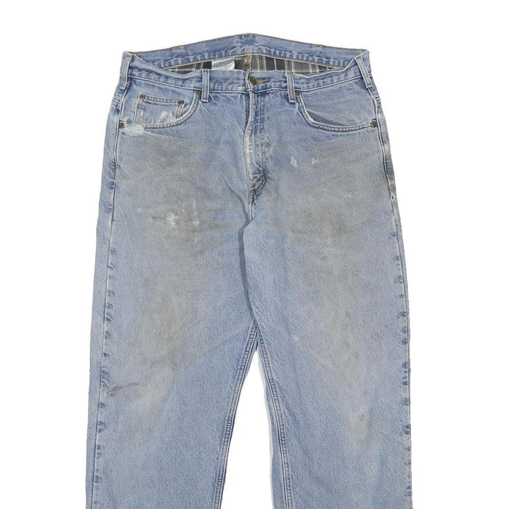 CARHARTT Mens Blue Relaxed Straight Denim Cotton Stone Wash W34 L32 Workwear