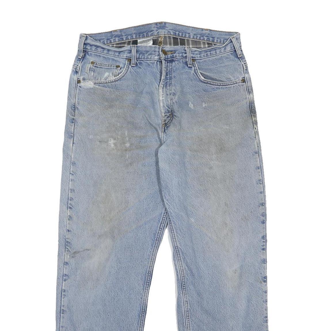 CARHARTT Mens Blue Relaxed Straight Denim Cotton Stone Wash W34 L32 Workwear
