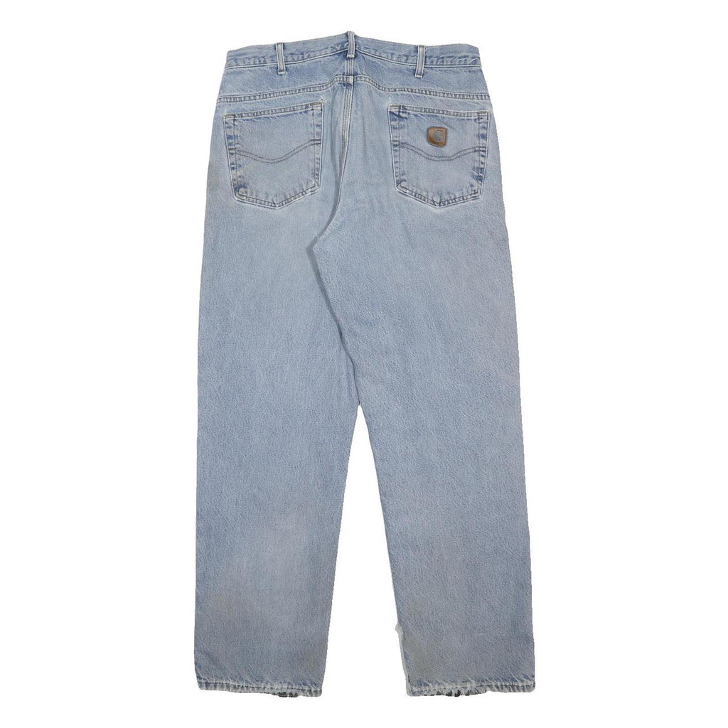 CARHARTT Mens Blue Relaxed Straight Denim Cotton Stone Wash W34 L32 Workwear