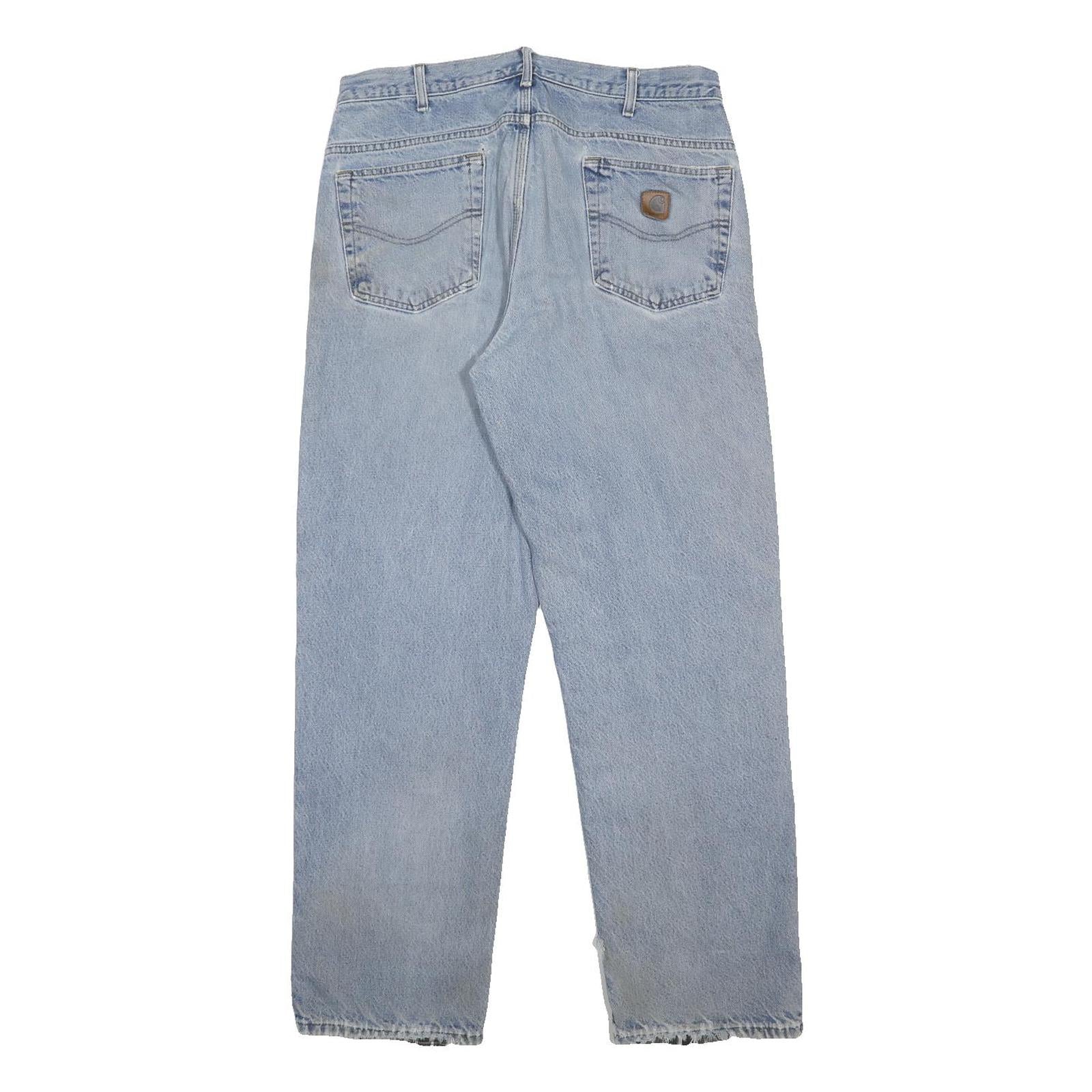 CARHARTT Mens Blue Relaxed Straight Denim Cotton Stone Wash W34 L32 Workwear
