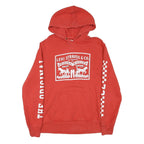 LEVI'S Mens Red Pullover Hoodie M Cotton Blend Graphic Print Casual Sweatshirt