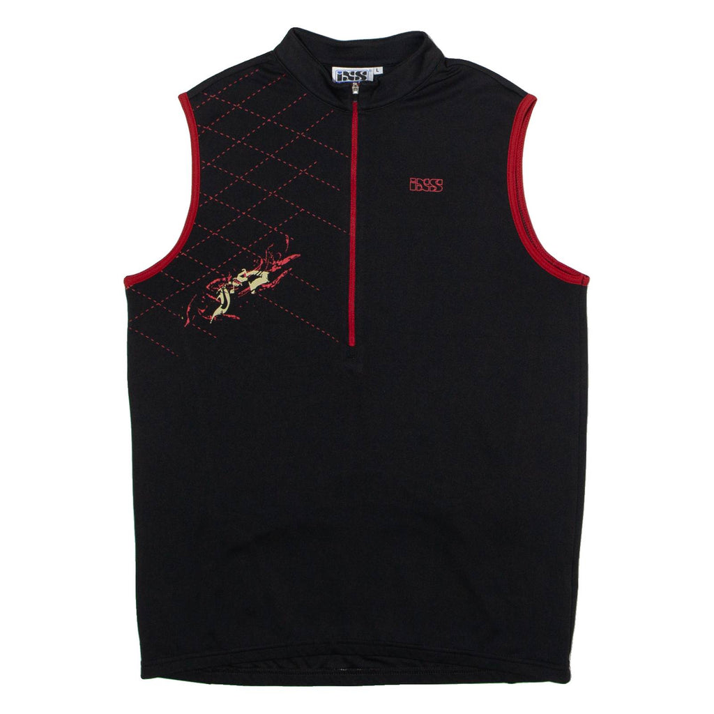 IXS Cycling Mens Jersey Black Sleeveless 1/2 Zip L