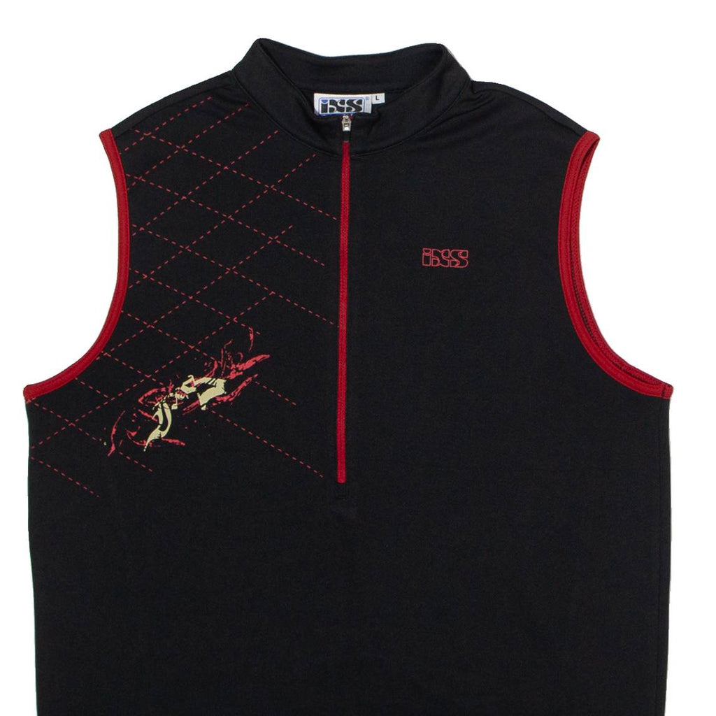 IXS Cycling Mens Jersey Black Sleeveless 1/2 Zip L