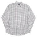 NAUTICA Mens White & Red Checked Cotton Blend Shirt L Classic Button Down Long