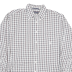 NAUTICA Mens White & Red Checked Cotton Blend Shirt L Classic Button Down Long