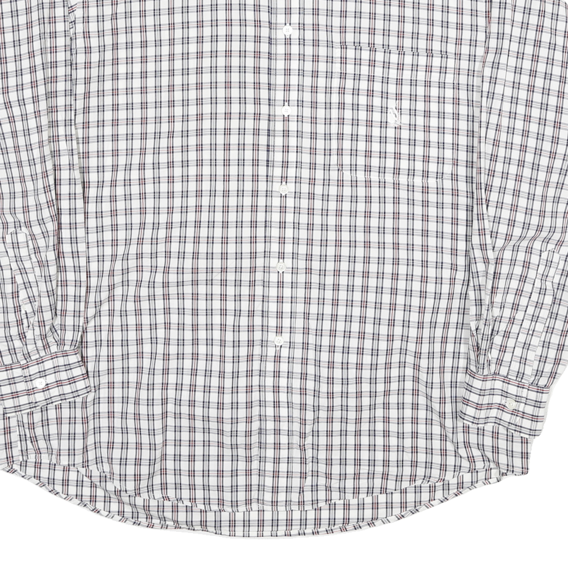 NAUTICA Mens White & Red Checked Cotton Blend Shirt L Classic Button Down Long