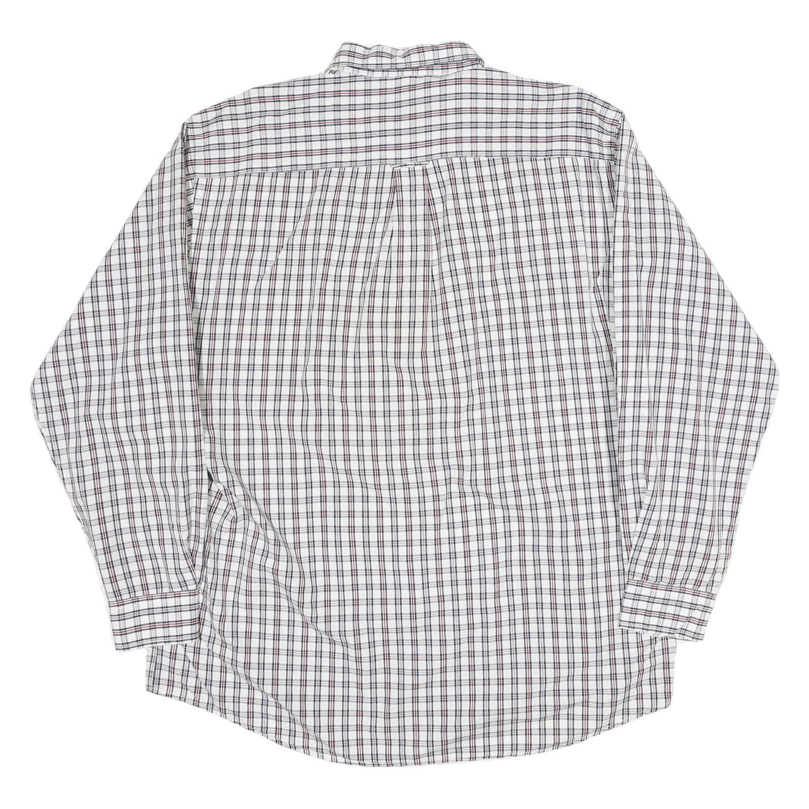 NAUTICA Mens White & Red Checked Cotton Blend Shirt L Classic Button Down Long