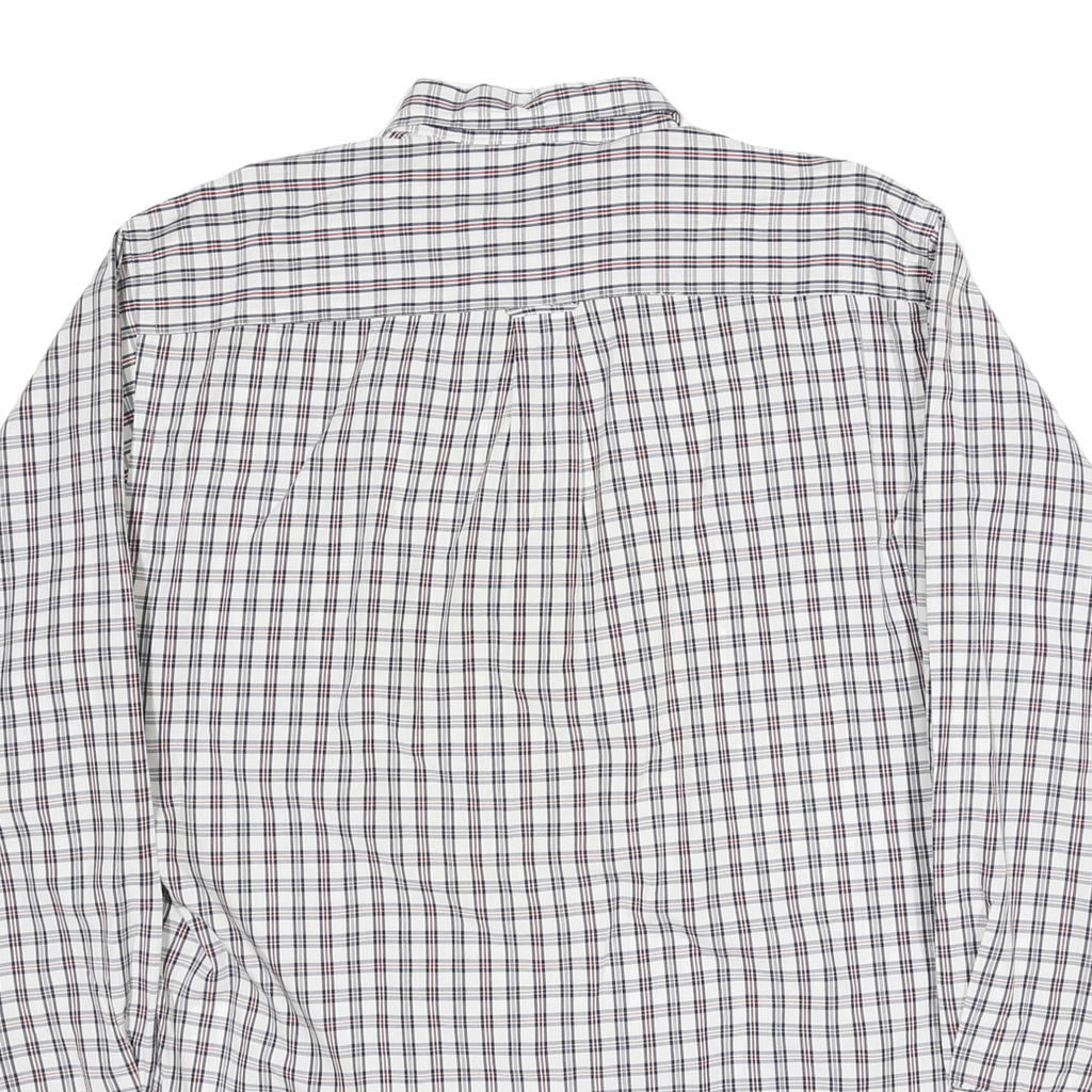 NAUTICA Mens White & Red Checked Cotton Blend Shirt L Classic Button Down Long
