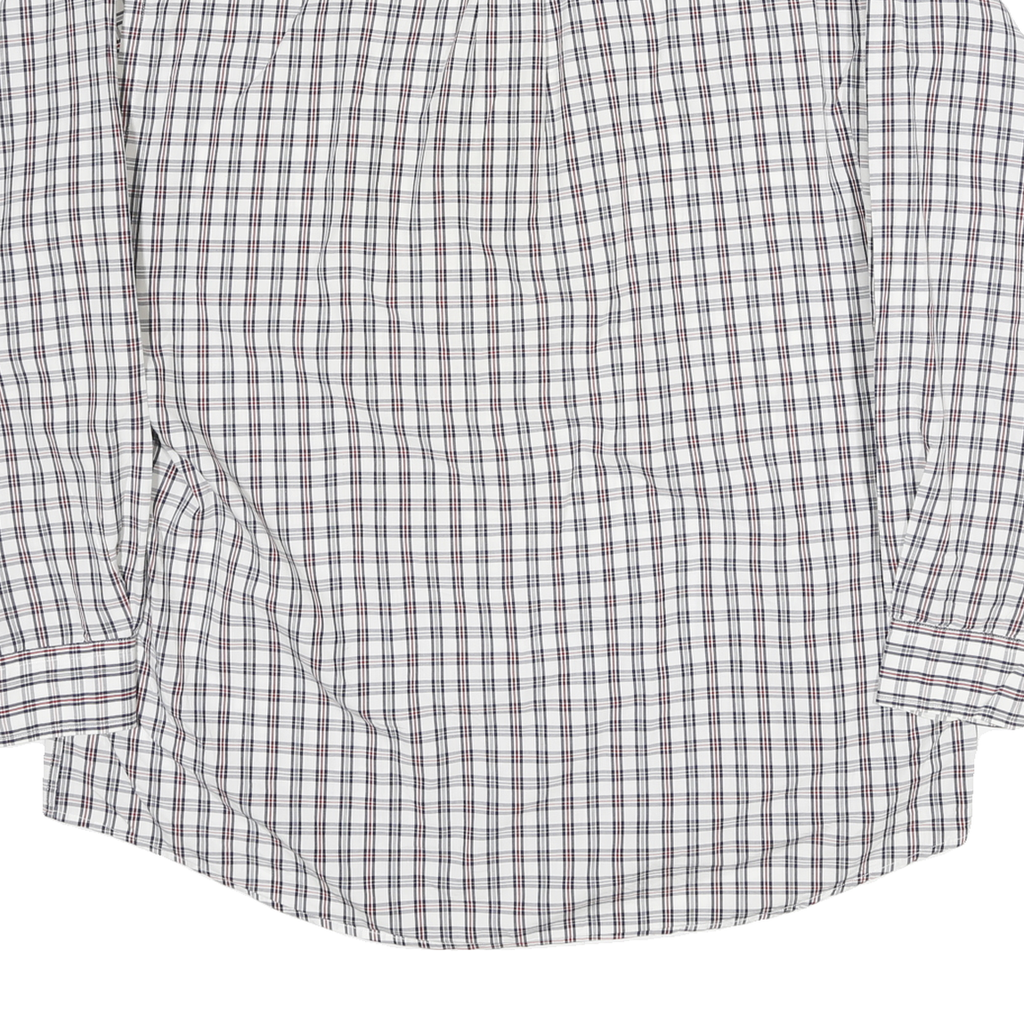 NAUTICA Mens White & Red Checked Cotton Blend Shirt L Classic Button Down Long