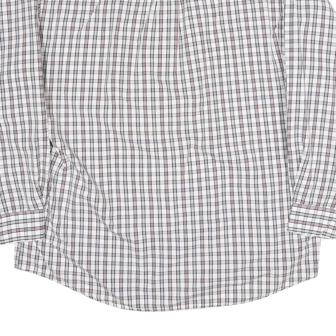 NAUTICA Mens White & Red Checked Cotton Blend Shirt L Classic Button Down Long