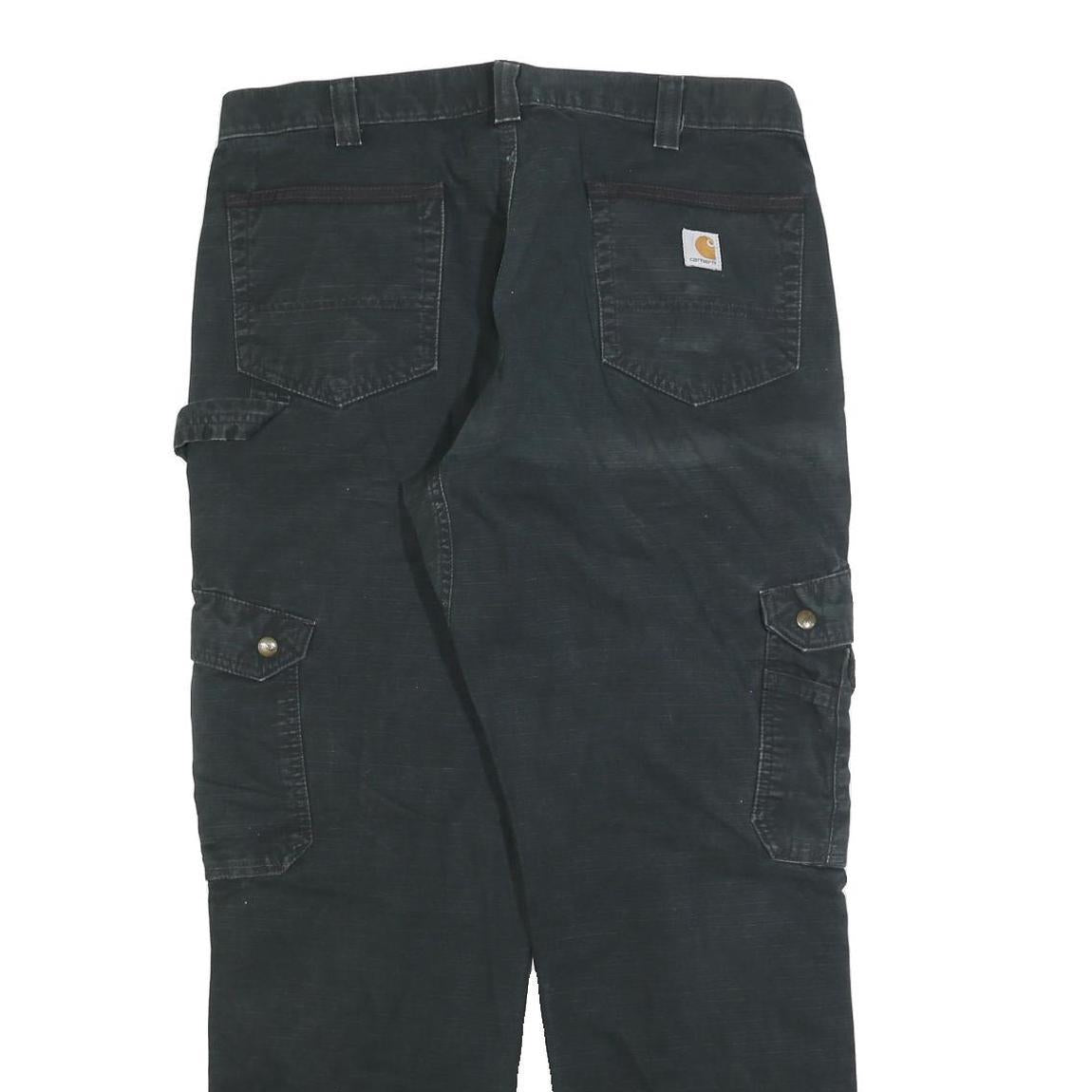 CARHARTT Mens Black Relaxed Cargo Denim Jeans W38 L32 Durable Workwear