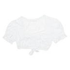 ESMARA Womens Cropped Blouse White V-Neck Puff Sleeve UK 10