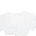 ESMARA Womens Cropped Blouse White V-Neck Puff Sleeve UK 10