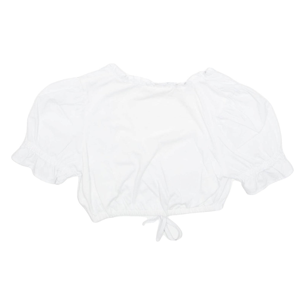 ESMARA Womens Cropped Blouse White V-Neck Puff Sleeve UK 10