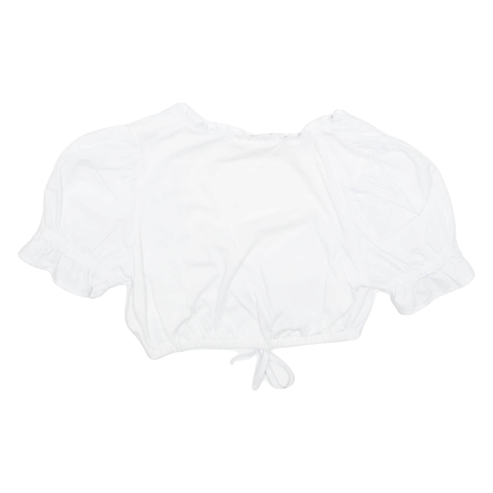ESMARA Womens Cropped Blouse White V-Neck Puff Sleeve UK 10