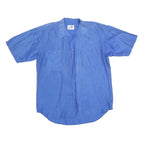 TENDENZA Mens Blue Plain Shirt L Casual Short Sleeve Summer
