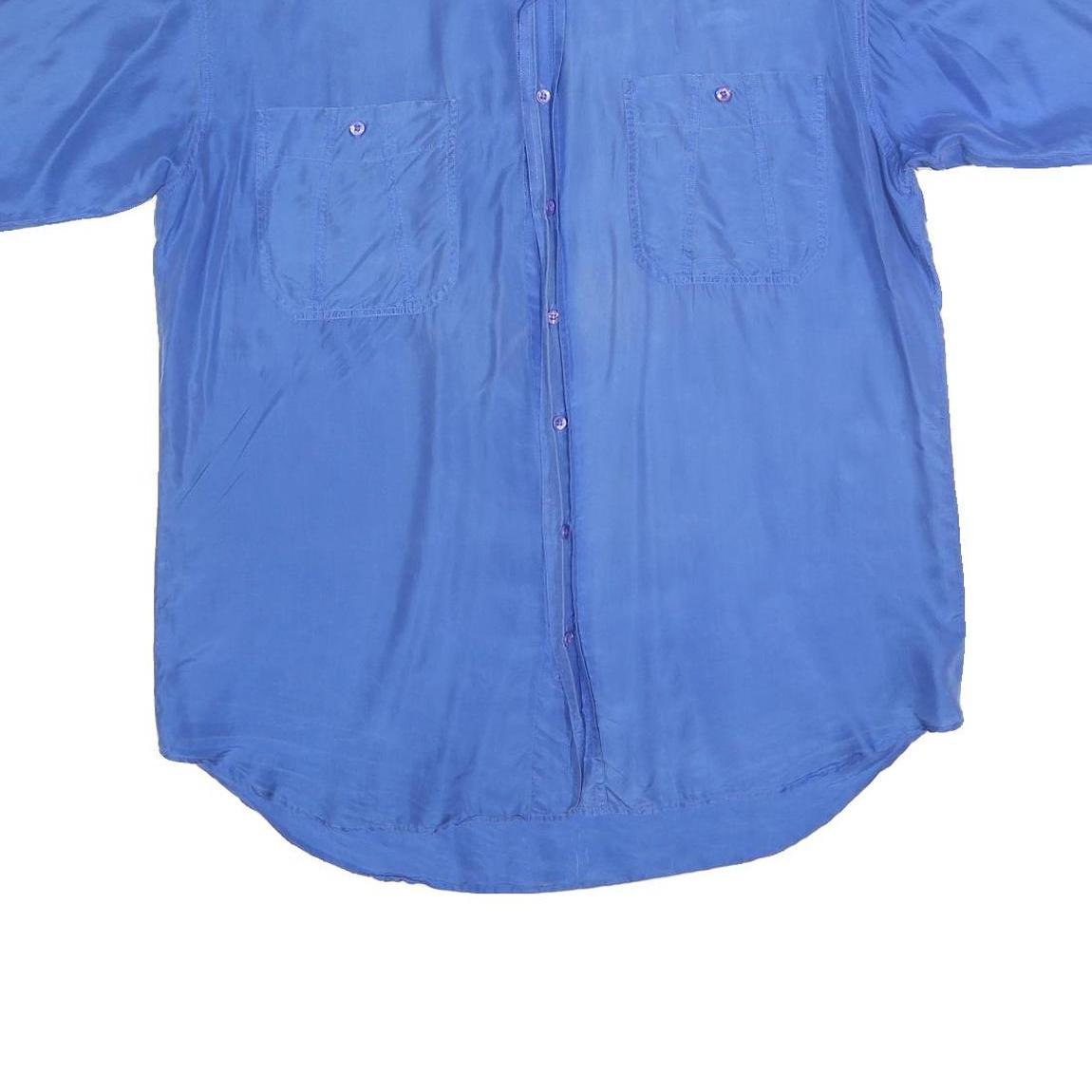 TENDENZA Mens Blue Plain Shirt L Casual Short Sleeve Summer