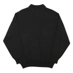 PKZ Mens Black Patterned Pullover Polo Wool Blend Jumper L Casual Retro Knit