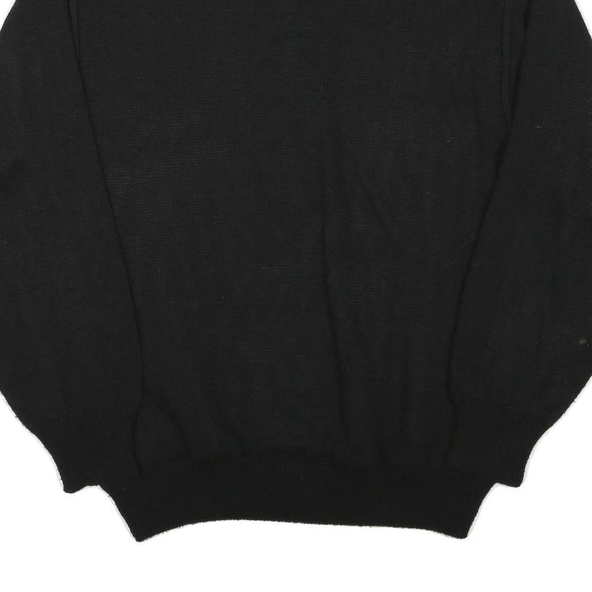 PKZ Mens Black Patterned Pullover Polo Wool Blend Jumper L Casual Retro Knit