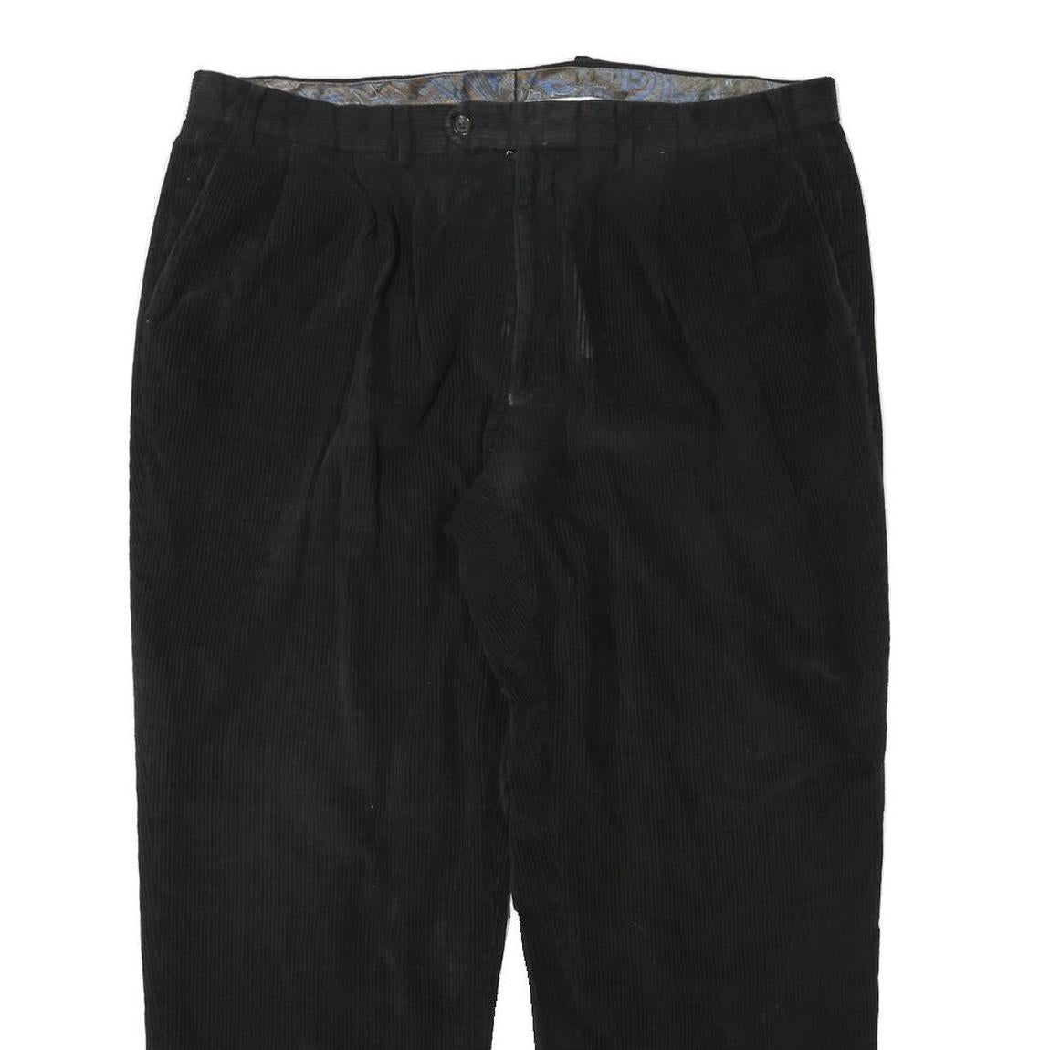 LAUREN RALPH LAUREN Mens Black Relaxed Straight Trousers W38 L28 Cotton Blend