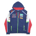 SUZUKI COLLECTION Mens Blue Red Cotton Blend Hoodie M Racing Team Zip Up