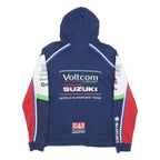 SUZUKI COLLECTION Mens Blue Red Cotton Blend Hoodie M Racing Team Zip Up