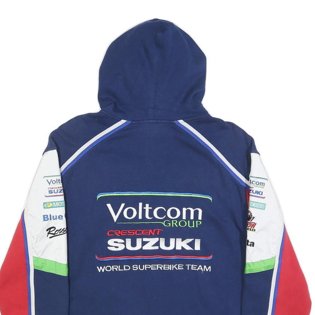 SUZUKI COLLECTION Mens Blue Red Cotton Blend Hoodie M Racing Team Zip Up