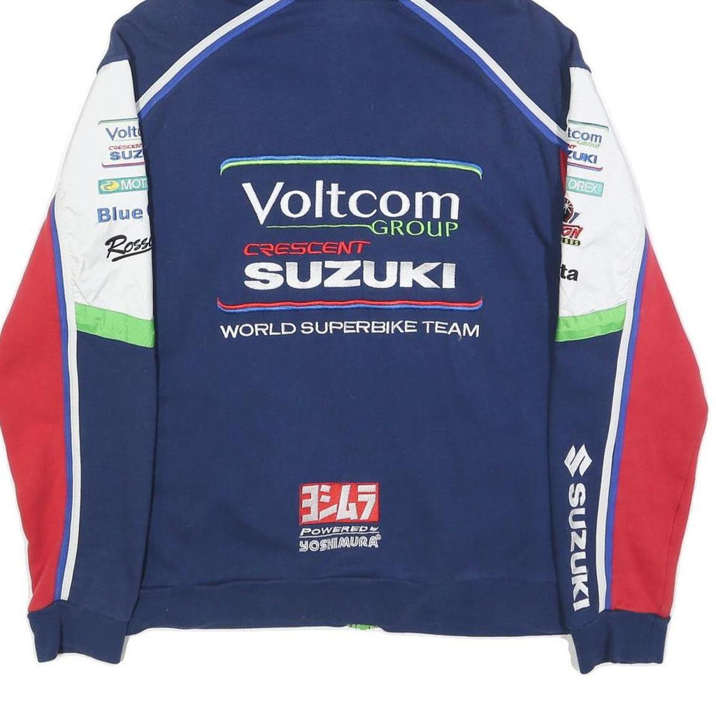 SUZUKI COLLECTION Mens Blue Red Cotton Blend Hoodie M Racing Team Zip Up