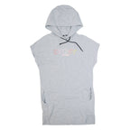 DKNY Hooded Oversized Womens Jumper Dress Grey Short Sleeve Knee Length S