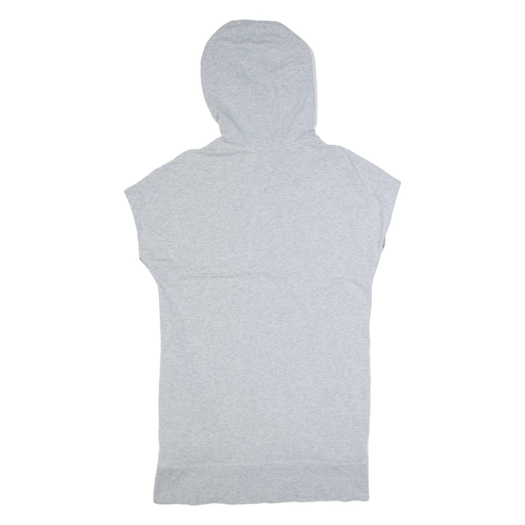 DKNY Hooded Oversized Womens Jumper Dress Grey Short Sleeve Knee Length S