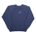 HANES Mens Blue Crew Neck XL Embroidered Logo Sweatshirt Cotton Blend Casual