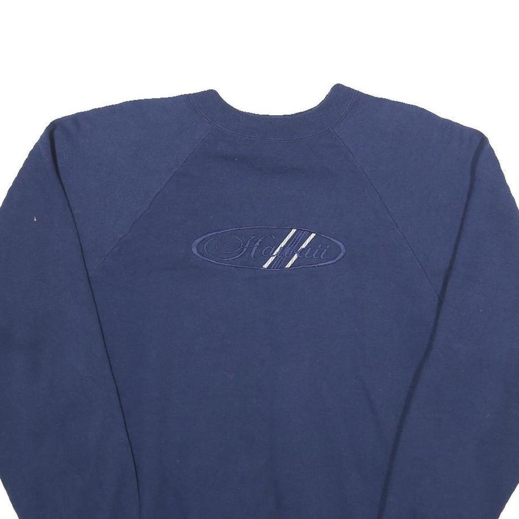 HANES Mens Blue Crew Neck XL Embroidered Logo Sweatshirt Cotton Blend Casual