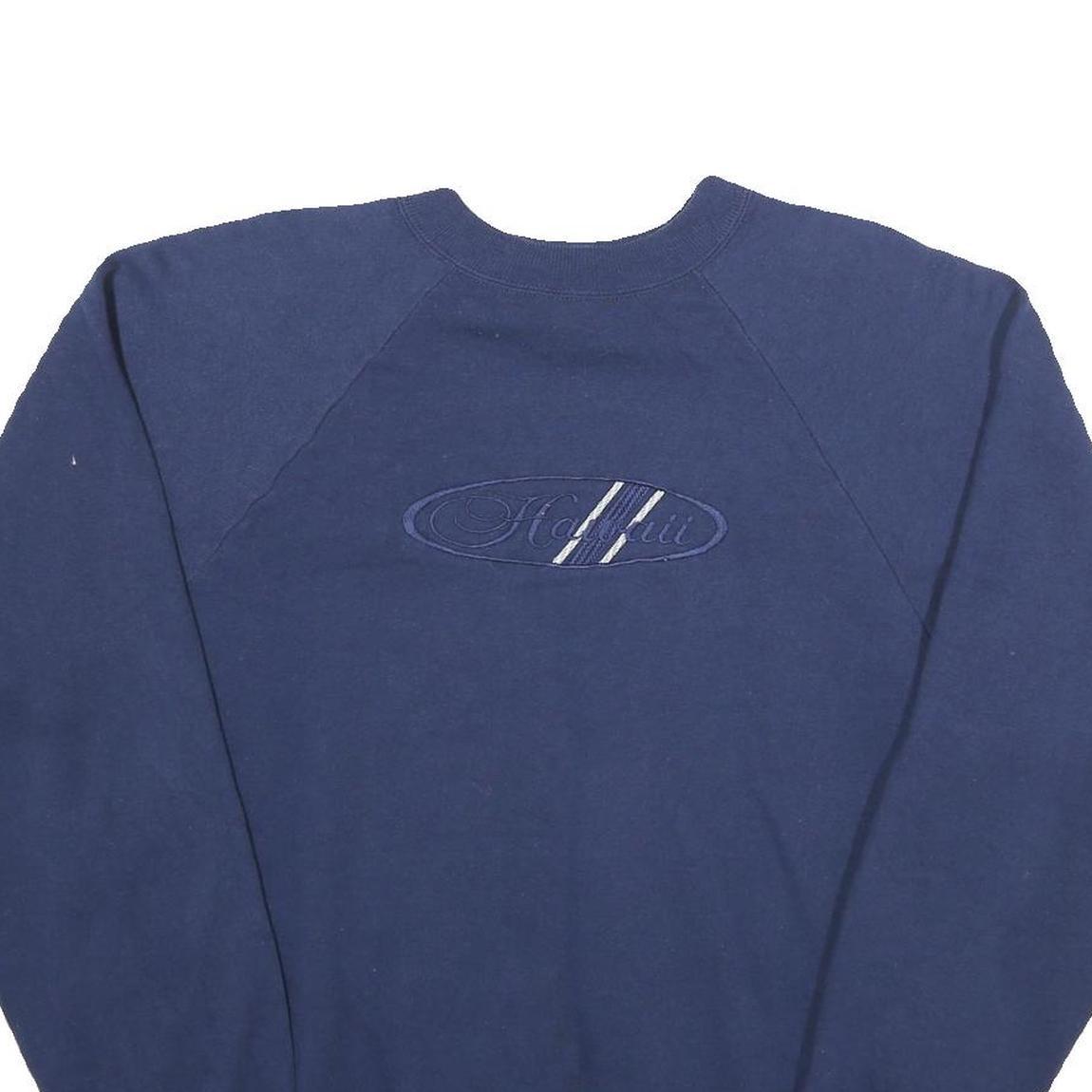 HANES Mens Blue Crew Neck XL Embroidered Logo Sweatshirt Cotton Blend Casual