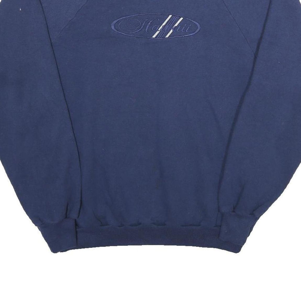 HANES Mens Blue Crew Neck XL Embroidered Logo Sweatshirt Cotton Blend Casual