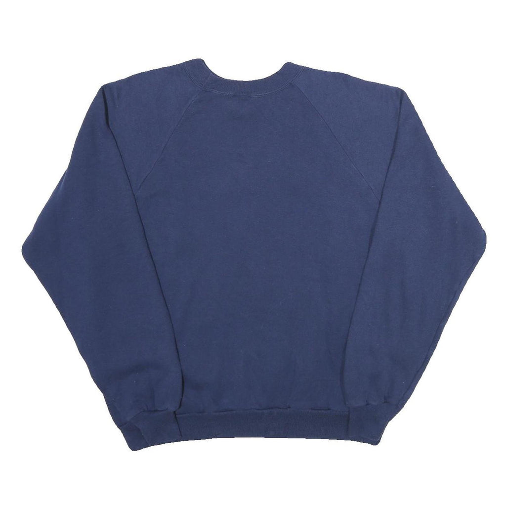 HANES Mens Blue Crew Neck XL Embroidered Logo Sweatshirt Cotton Blend Casual