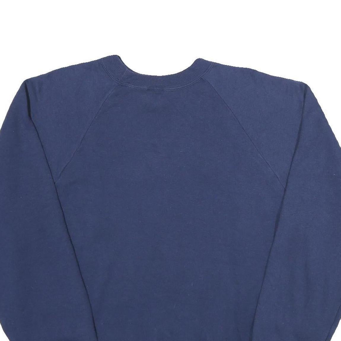 HANES Mens Blue Crew Neck XL Embroidered Logo Sweatshirt Cotton Blend Casual
