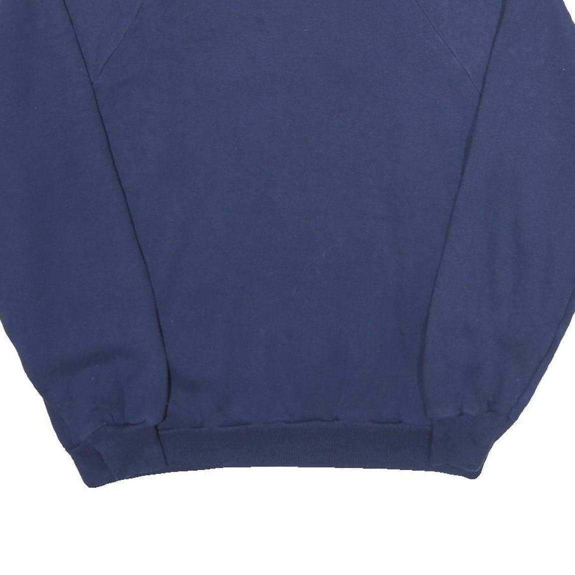 HANES Mens Blue Crew Neck XL Embroidered Logo Sweatshirt Cotton Blend Casual