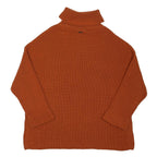 BARBOUR Womens Rust Plain Roll Neck Chunky Knit Jumper L Cotton Blend Casual
