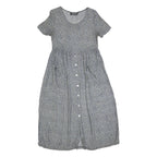 ALL THAT JAZZ Womens Grey Floral Day Dress Cotton Blend Short Sleeve Midi M