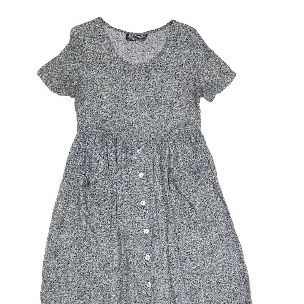 ALL THAT JAZZ Womens Grey Floral Day Dress Cotton Blend Short Sleeve Midi M