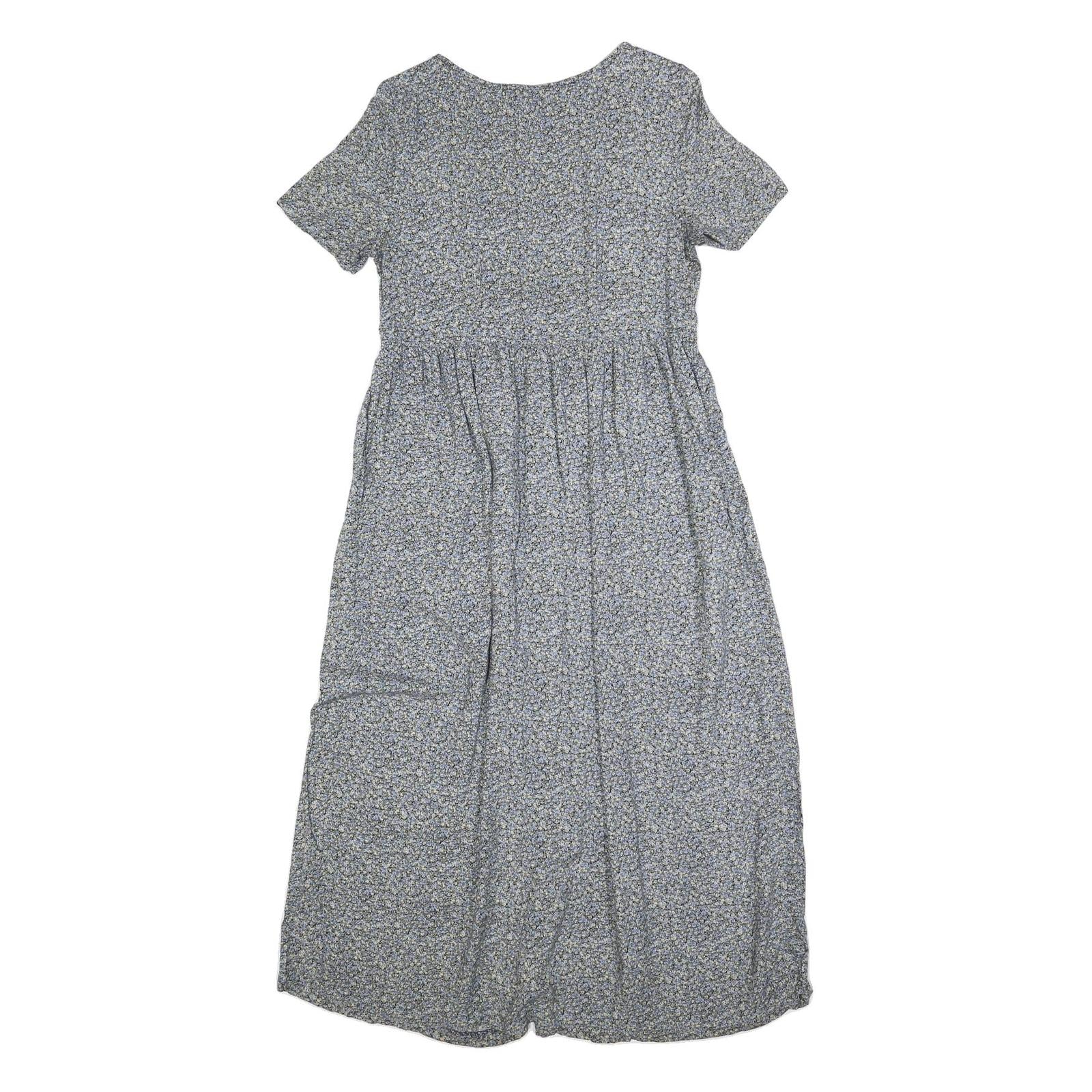 ALL THAT JAZZ Womens Grey Floral Day Dress Cotton Blend Short Sleeve Midi M