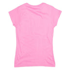 GILDAN Cat Print Womens T-Shirt Pink V-Neck S