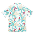 PARADISE FOUND Mens White & Aqua Tropical Print Cotton Shirt L Summer Beach