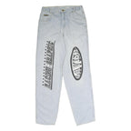 Mens Light Blue Regular Fit Straight Leg Denim Jeans W30 L33 Racing Graphic