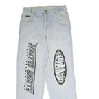 Mens Light Blue Regular Fit Straight Leg Denim Jeans W30 L33 Racing Graphic