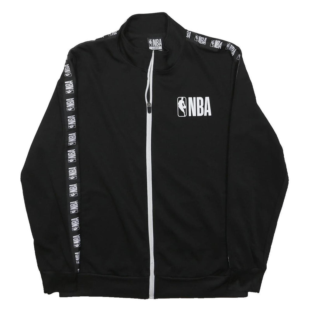 NBA Mens Black Zip Jacket L Polyester Logo Print Sports Casual Streetwear