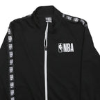 NBA Mens Black Zip Jacket L Polyester Logo Print Sports Casual Streetwear